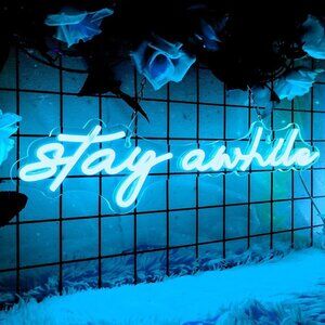 NEW Stay Awhile Neon Signs - Dimmable LED Bar Neon Sign for Wall Decor 19.7"x5"